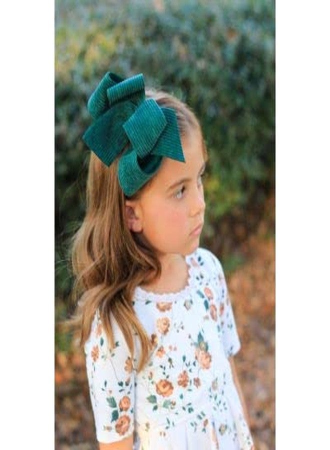 Wee Ones Girls' Grosgrain Bow with Wide Wale Vorduroy Overlay on a WeeStay Hair Clip, Medium, Sweet Nectar - Image 3
